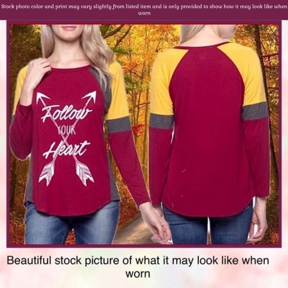 EUC JRS S FOLLOW YOUR HEART GRAPHIC T SHIRT RED & YELLOW ATHLEISURE STREETWEAR - Picture 8 of 12